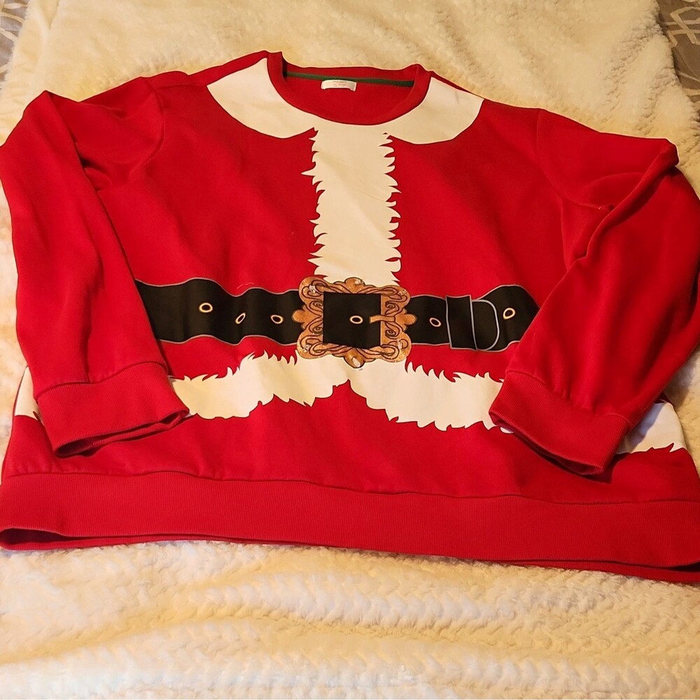 Holiday Time 2XL Santa Suit Graphic Crewneck Sweatshirt Light-Up Glitter